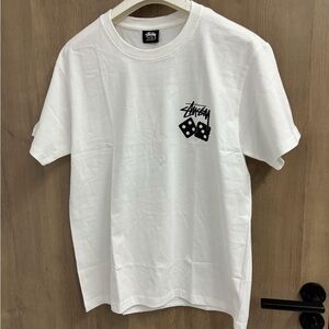 Stussy White Tee with Dice Design